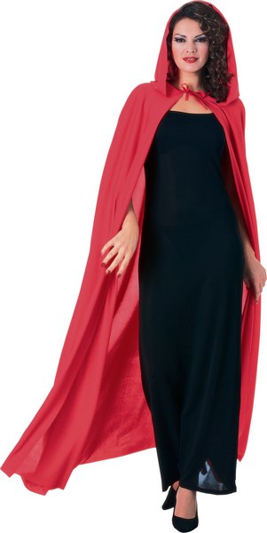 Hellång cape med huva röd - 90 kr - Fyndhörna - Skapamer.se